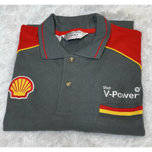 Shell V-power Men’s Dark Grey 2xl Polo Long Sleeve Shirt